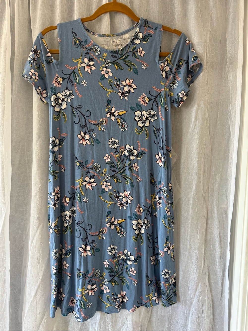Nomad Blue Floral Tee with Yellow and Green Accents
